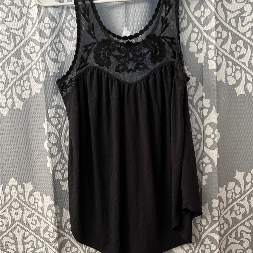 American Eagle Outfitters Black Floral Lace Blouse